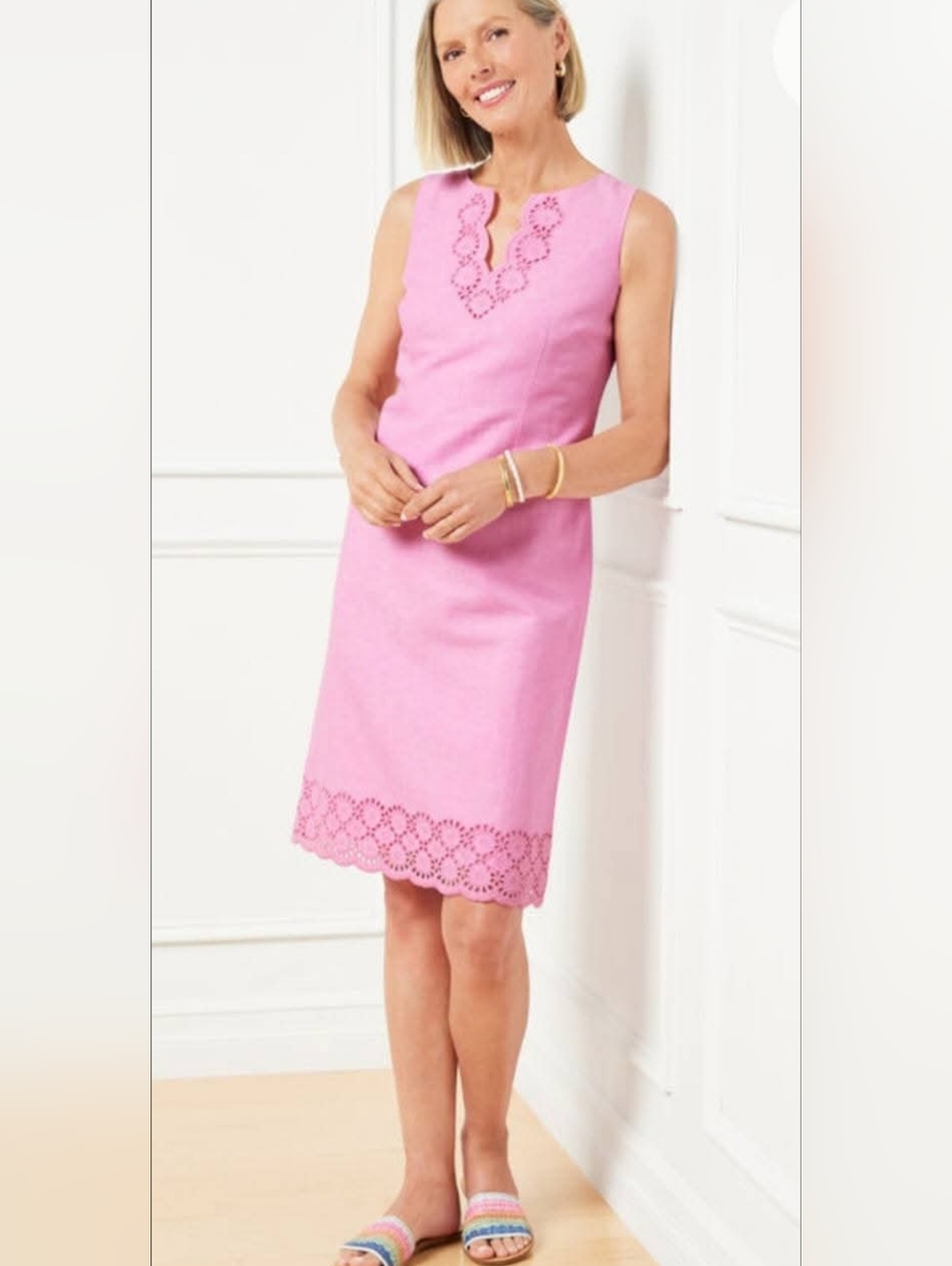 Talbots 16P Linen Cotton Blend Pink Dress, NEW W TAGS